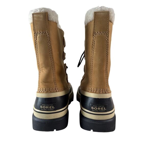 Sorel Caribou Winter Snow Boots Womens 8.5 Waterproof Leather Insulated Tan Buff - Picture 4 of 11